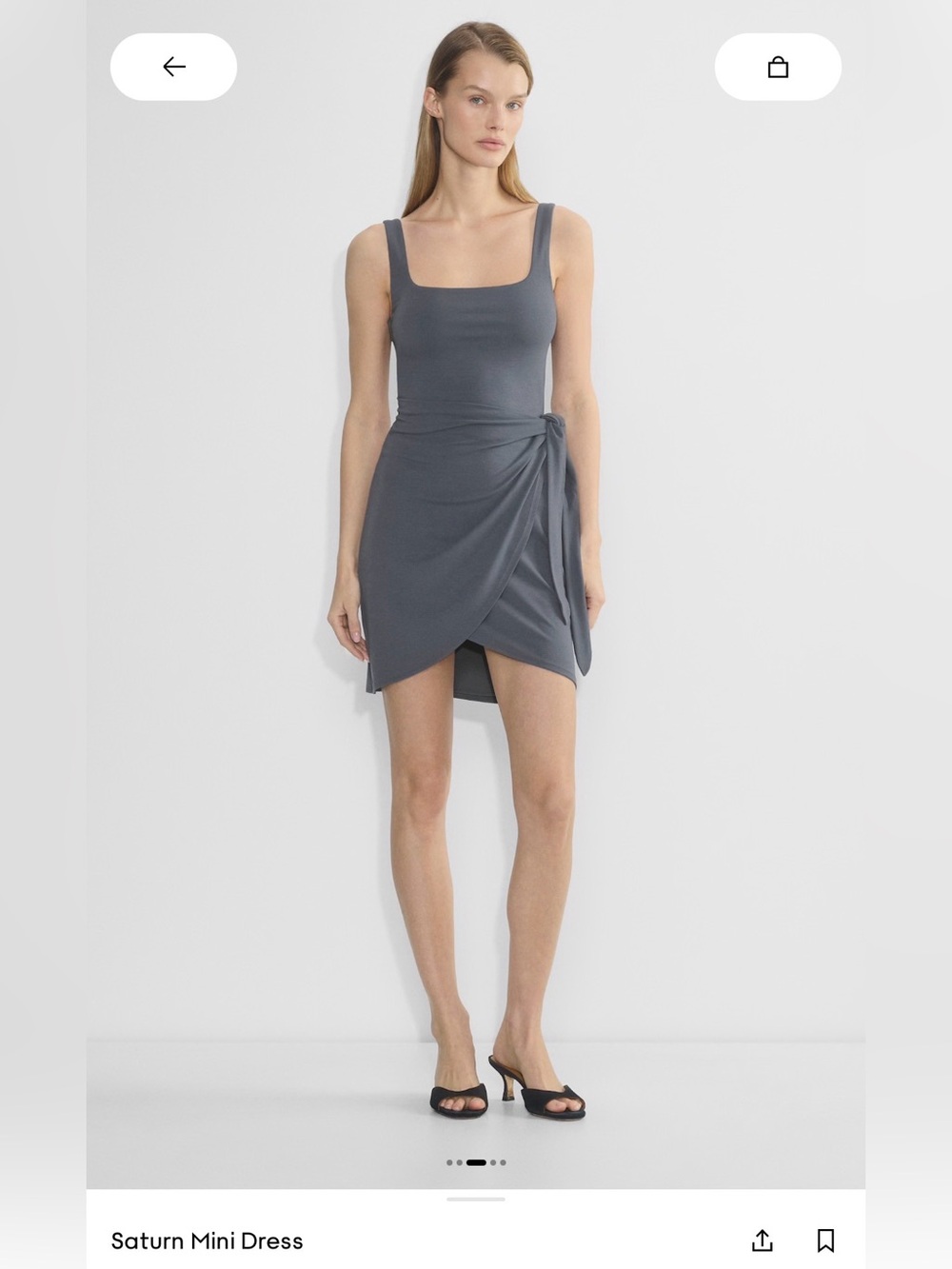 NWT Aritzia Wilfred Vintage Navy Wrap-Detail Mini Dress